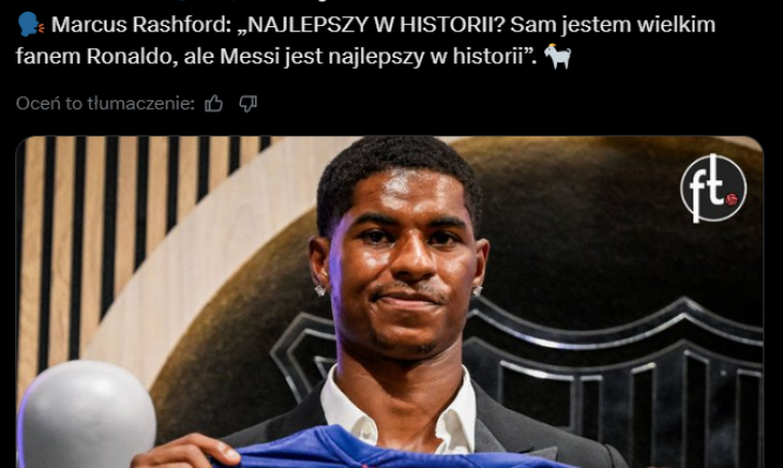 Messi czy Cristiano? Rashford wskazał GOATA piłki nożnej!